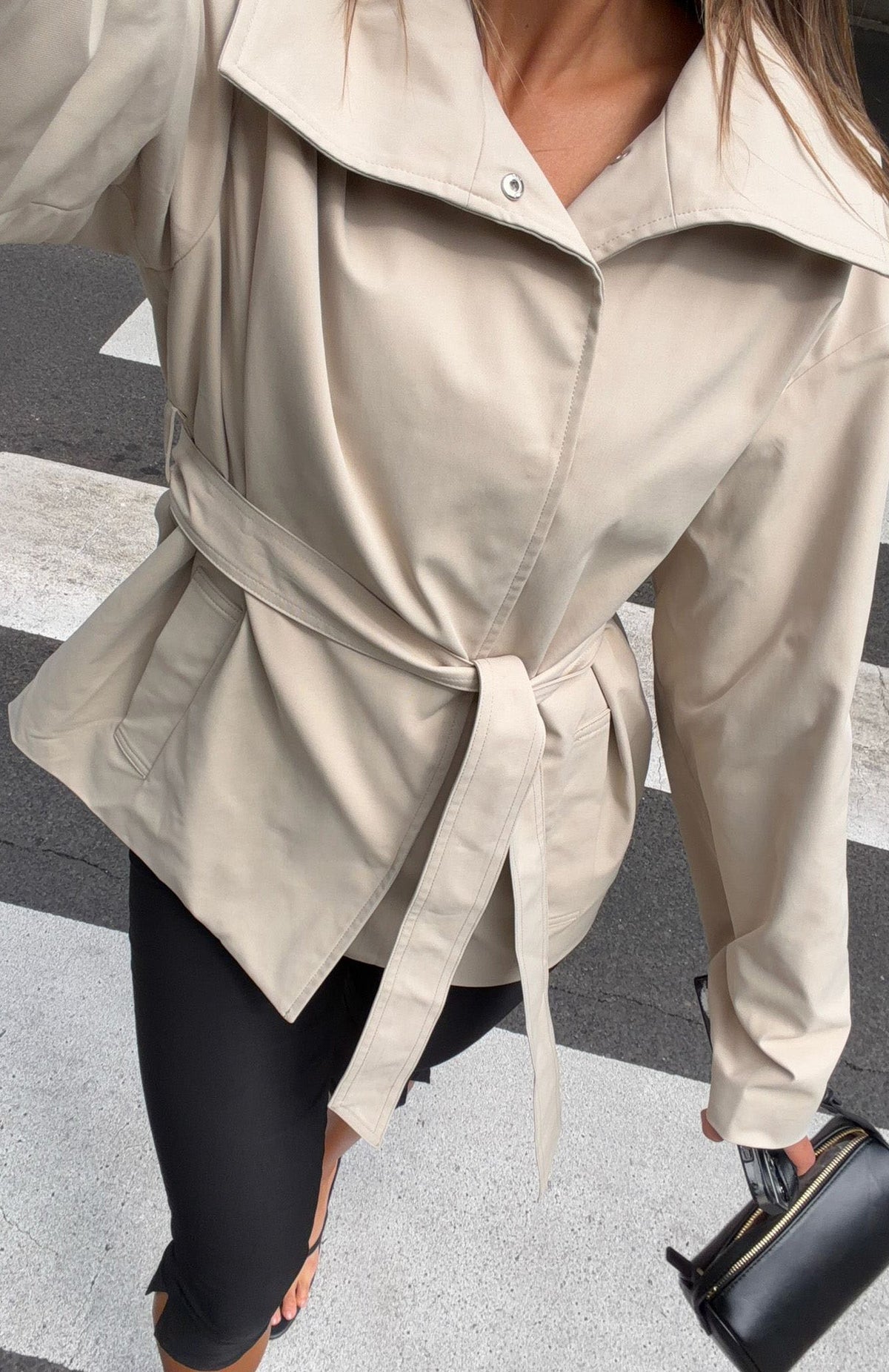 White Fox Could Touch Cropped Trench Jacket Sand