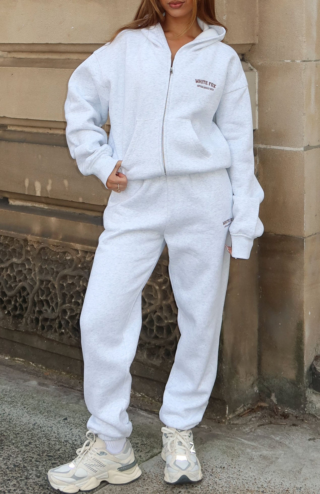 White Fox Can't Miss It Sweatpants Grey Marle/Rose Gold