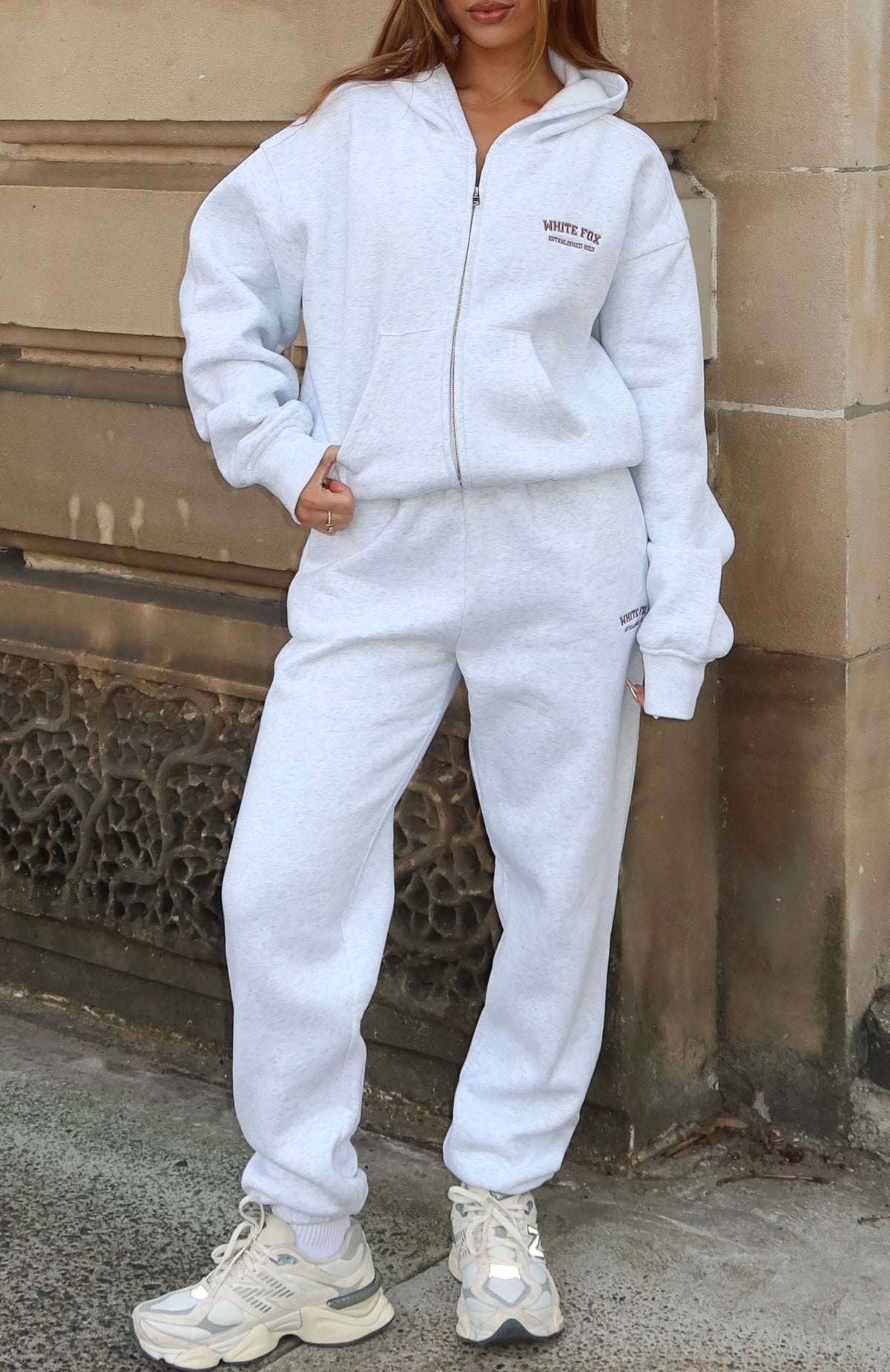 White Fox Can't Miss It Sweatpants Grey Marle/Rose Gold