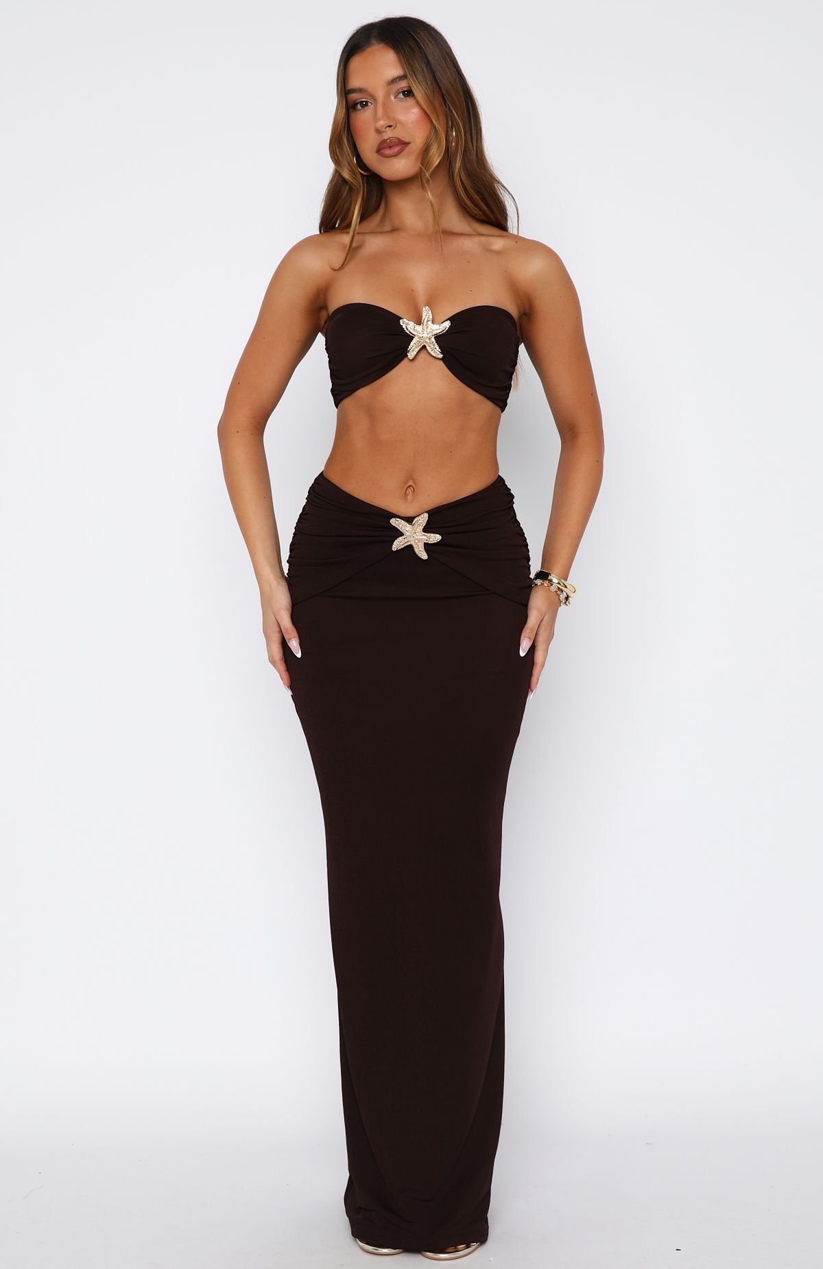 White Fox Lil Mermaid Maxi Skirt Chocolate