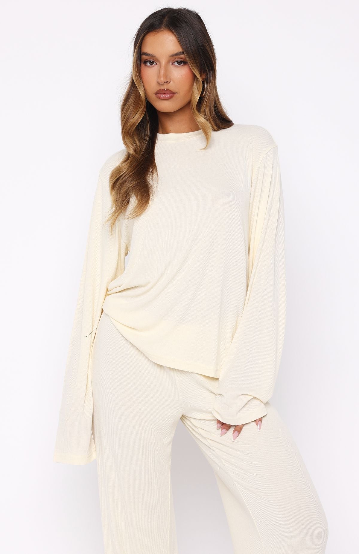 White Fox Wish Upon A Star Pyjama Long Sleeve Top Off White