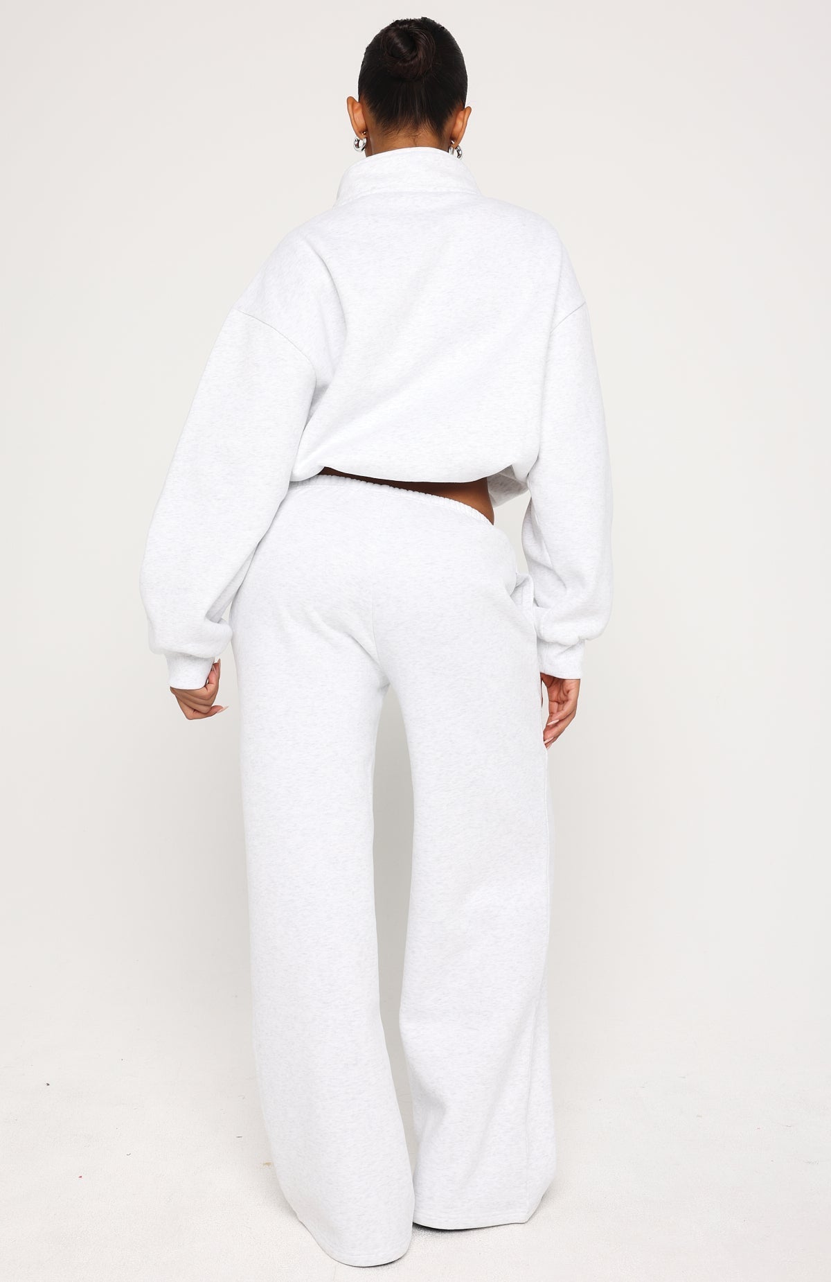 White Fox Test Drive Wide Leg Sweatpants Grey Marle