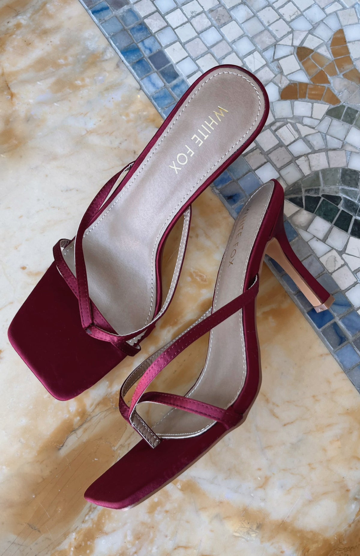 White Fox Julietta Heels Burgundy Satin
