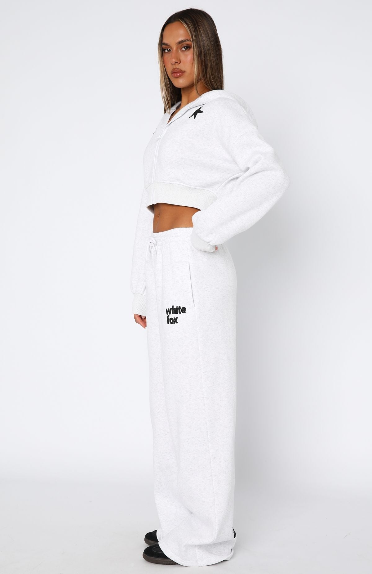 White Fox From The Archives Charli Wide Leg Sweatpants Grey Marle