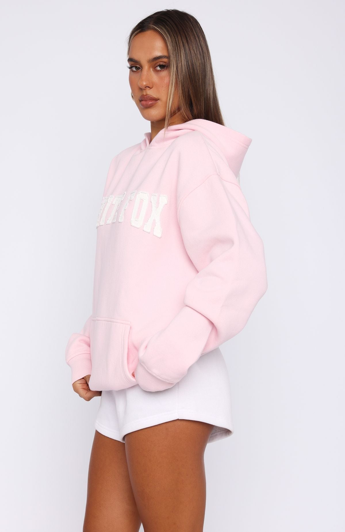 White Fox Shout It Out Oversized Hoodie Pink