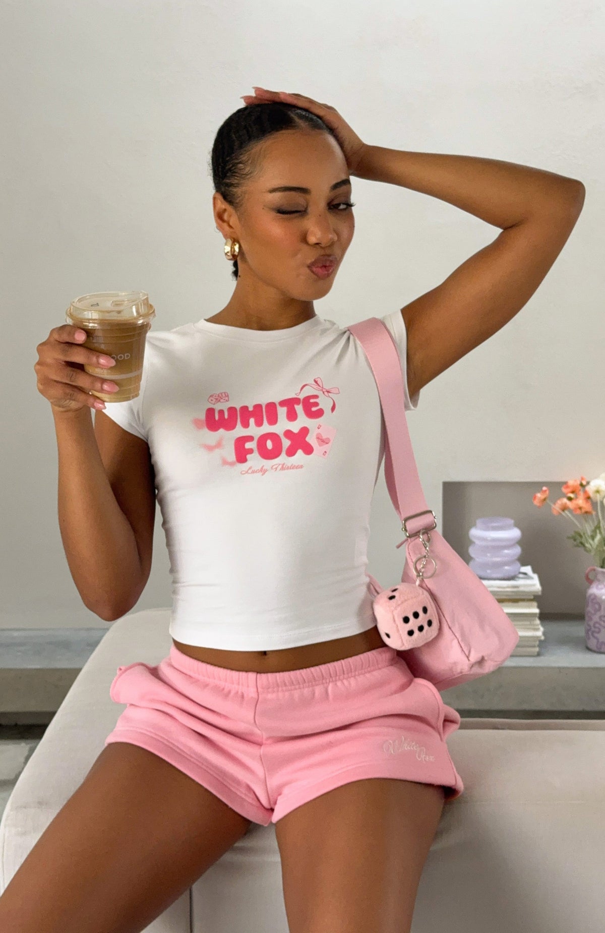 White Fox Lucky Thirteen Stephanie Baby Tee White