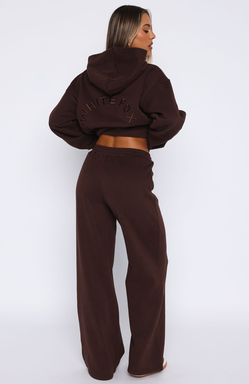 White Fox Stay Lifted Wide Leg Sweatpants Bitter Chocolate