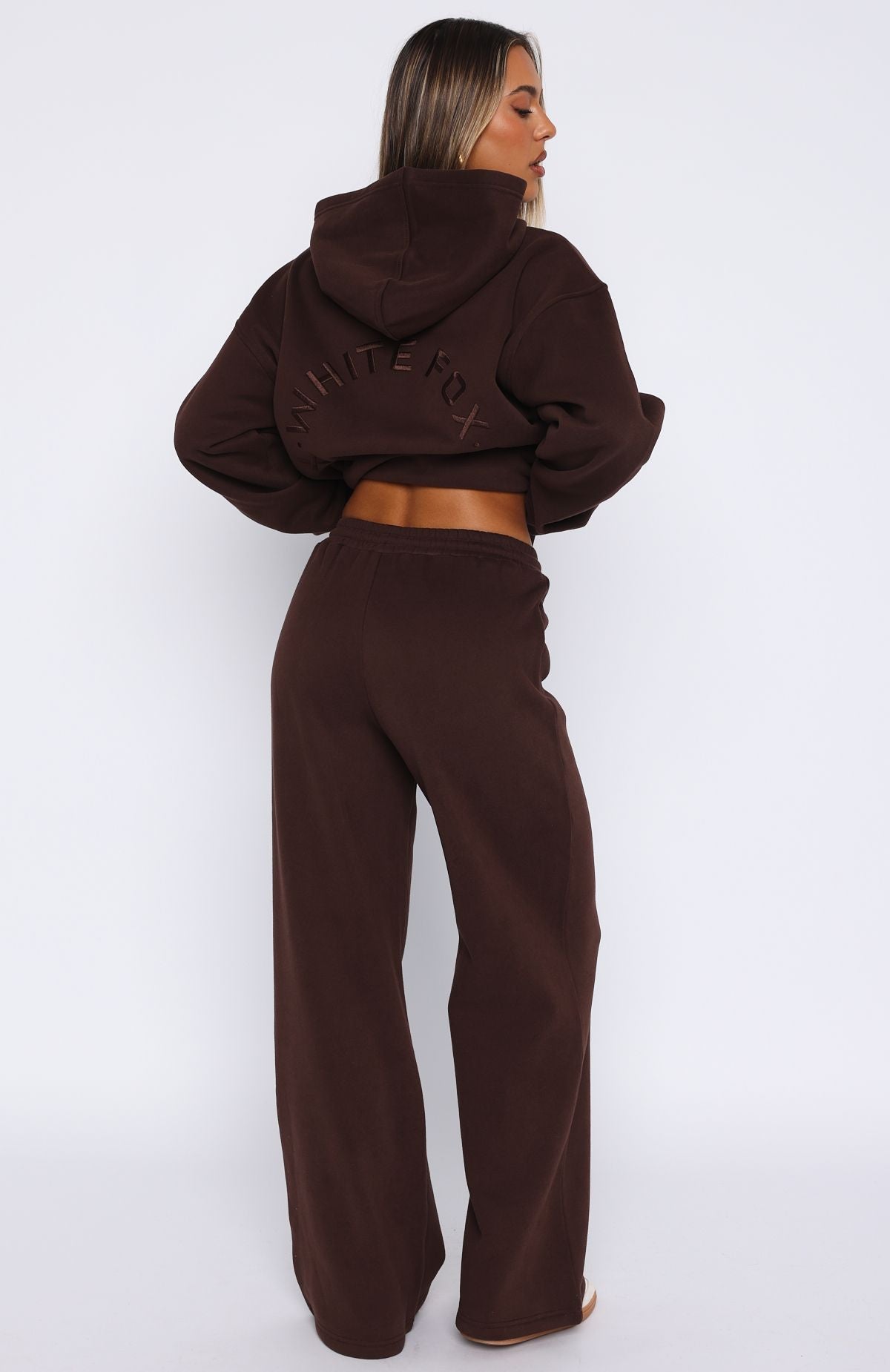 White Fox Stay Lifted Wide Leg Sweatpants Bitter Chocolate