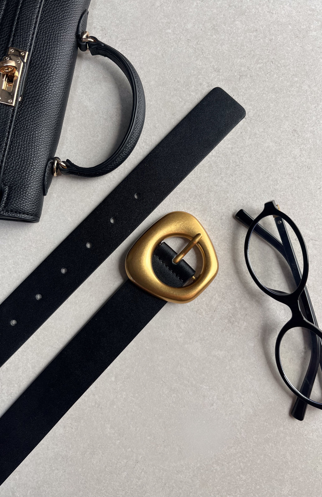 White Fox Opal Belt Black/Gold