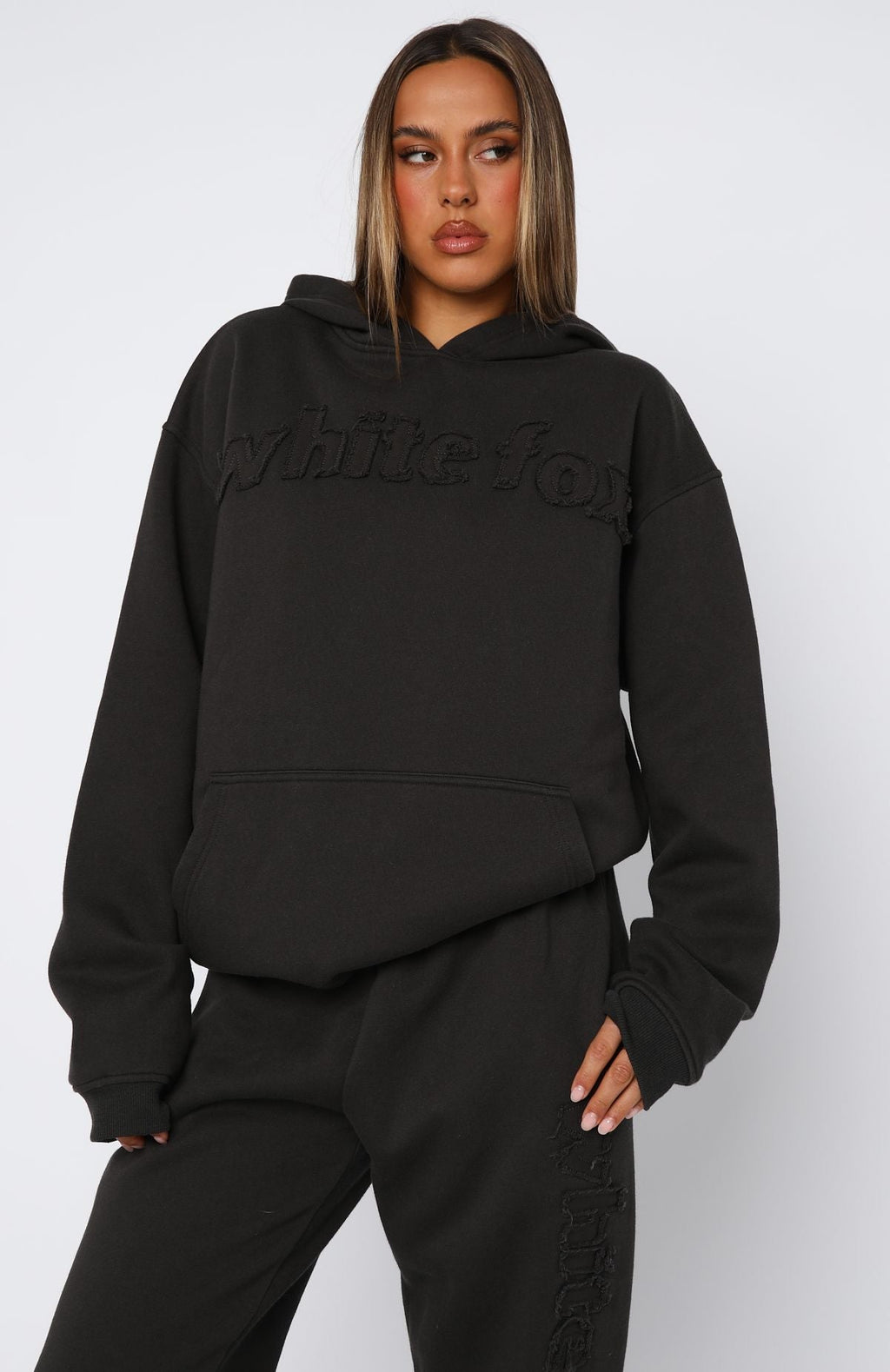 White Fox From The Archives Lexi Oversized Hoodie Charcoal