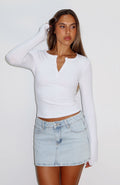 White Fox Won't Be Lonely Denim Mini Skirt Glacier Blue Wash