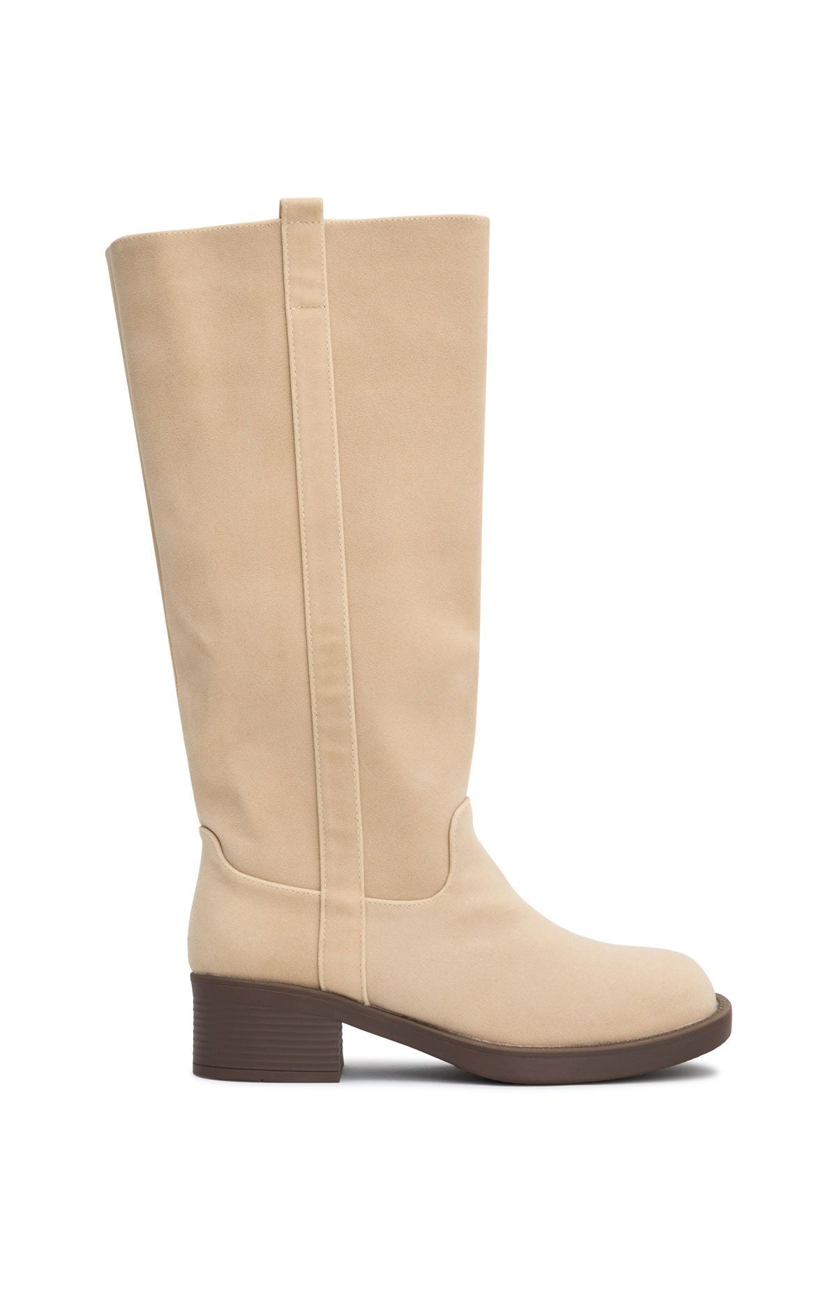 White Fox Lainey Knee High Boots Nude Faux Suede