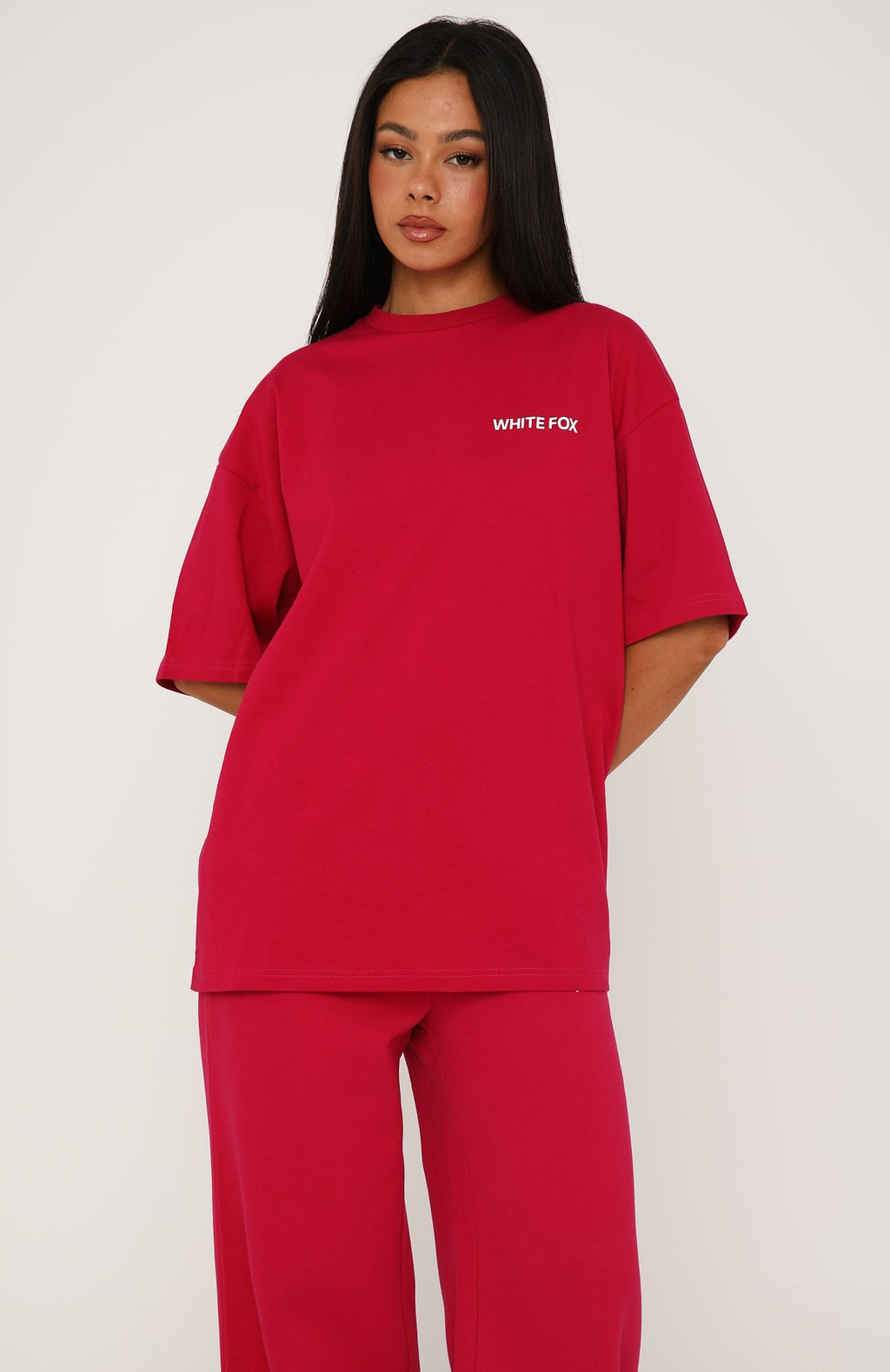 White Fox Core Classic Oversized Tee Berry