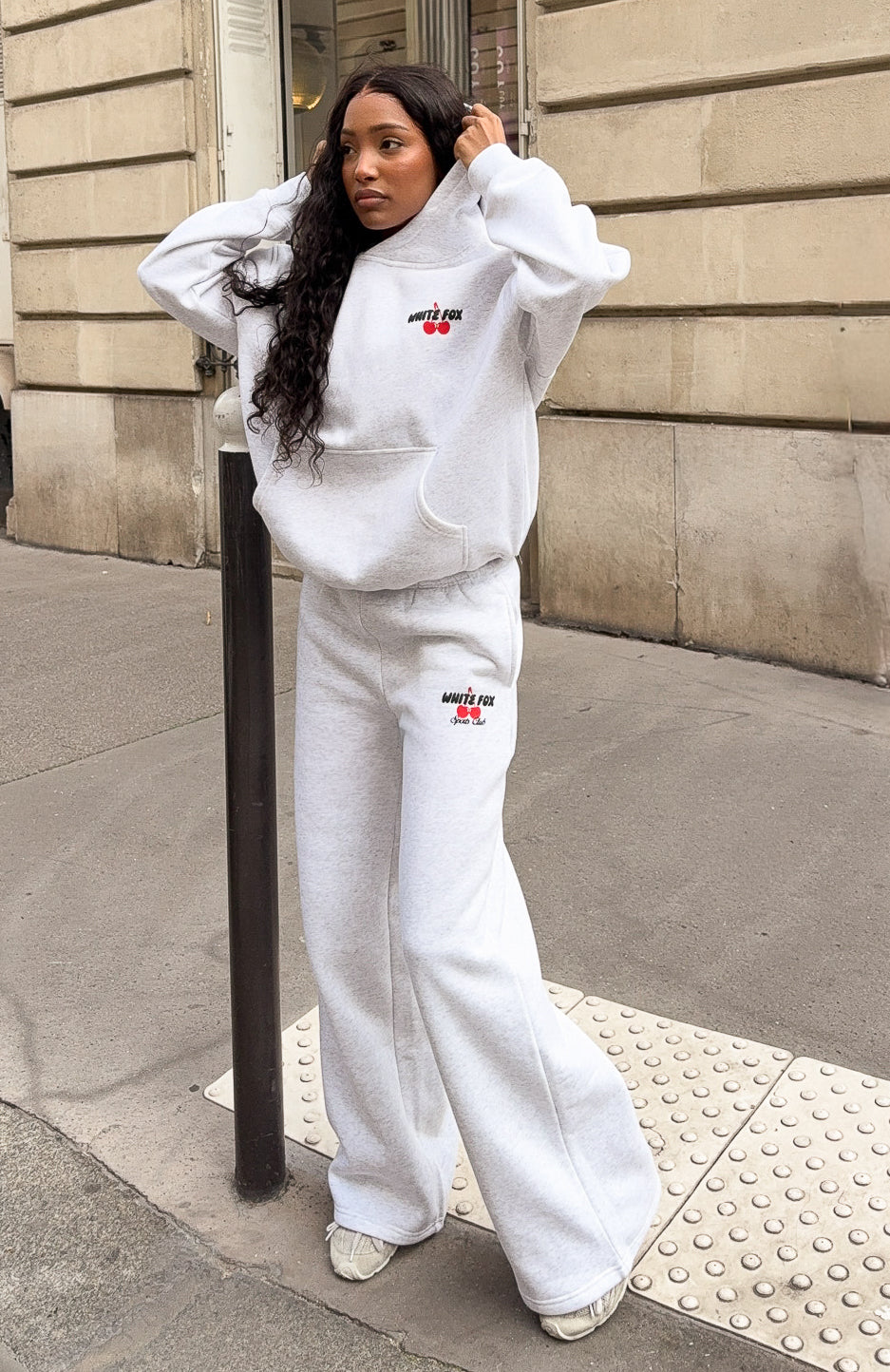 White Fox Club 14 Cassie Wide Leg Sweatpants Grey Marle