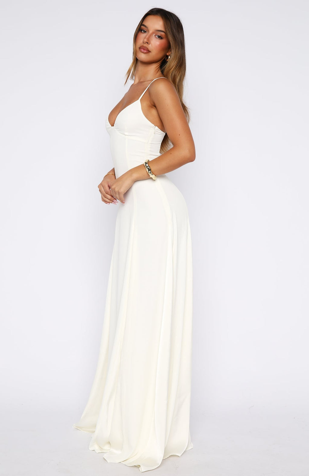 White Fox Afterparty Elegance Maxi Dress Off White