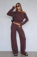 White Fox Please Be Mine Knit Pants Chocolate