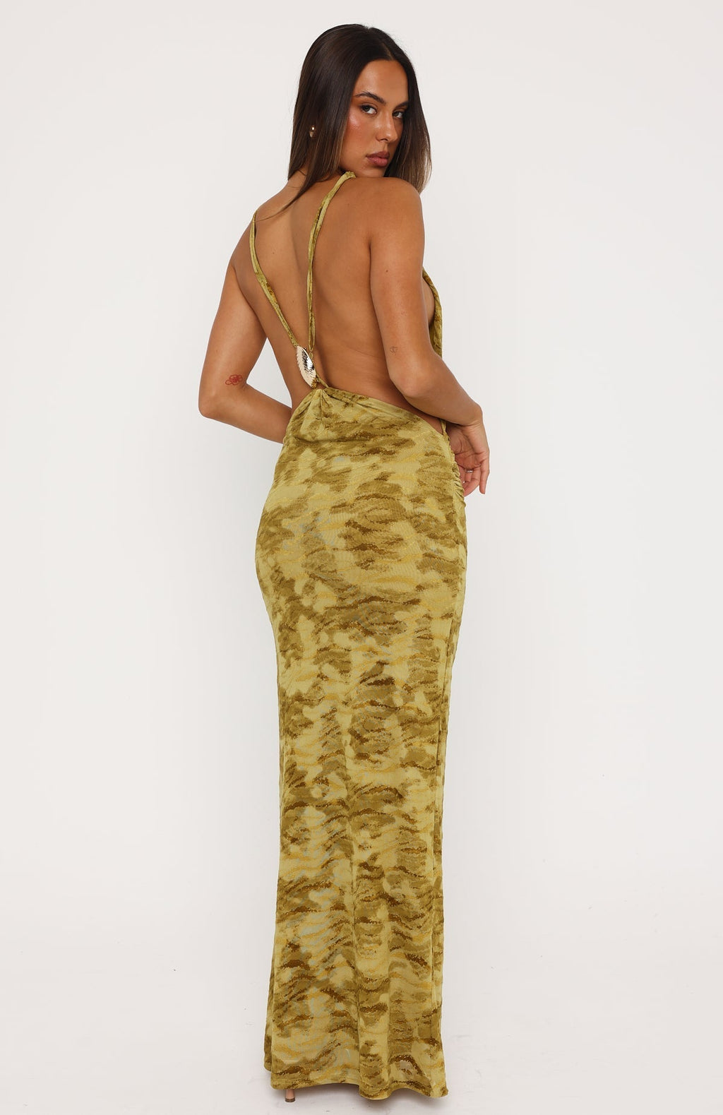White Fox Soft Sin Maxi Dress Chartreuse