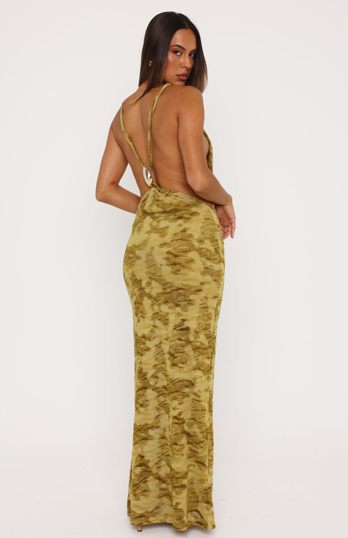 White Fox Soft Sin Maxi Dress Chartreuse