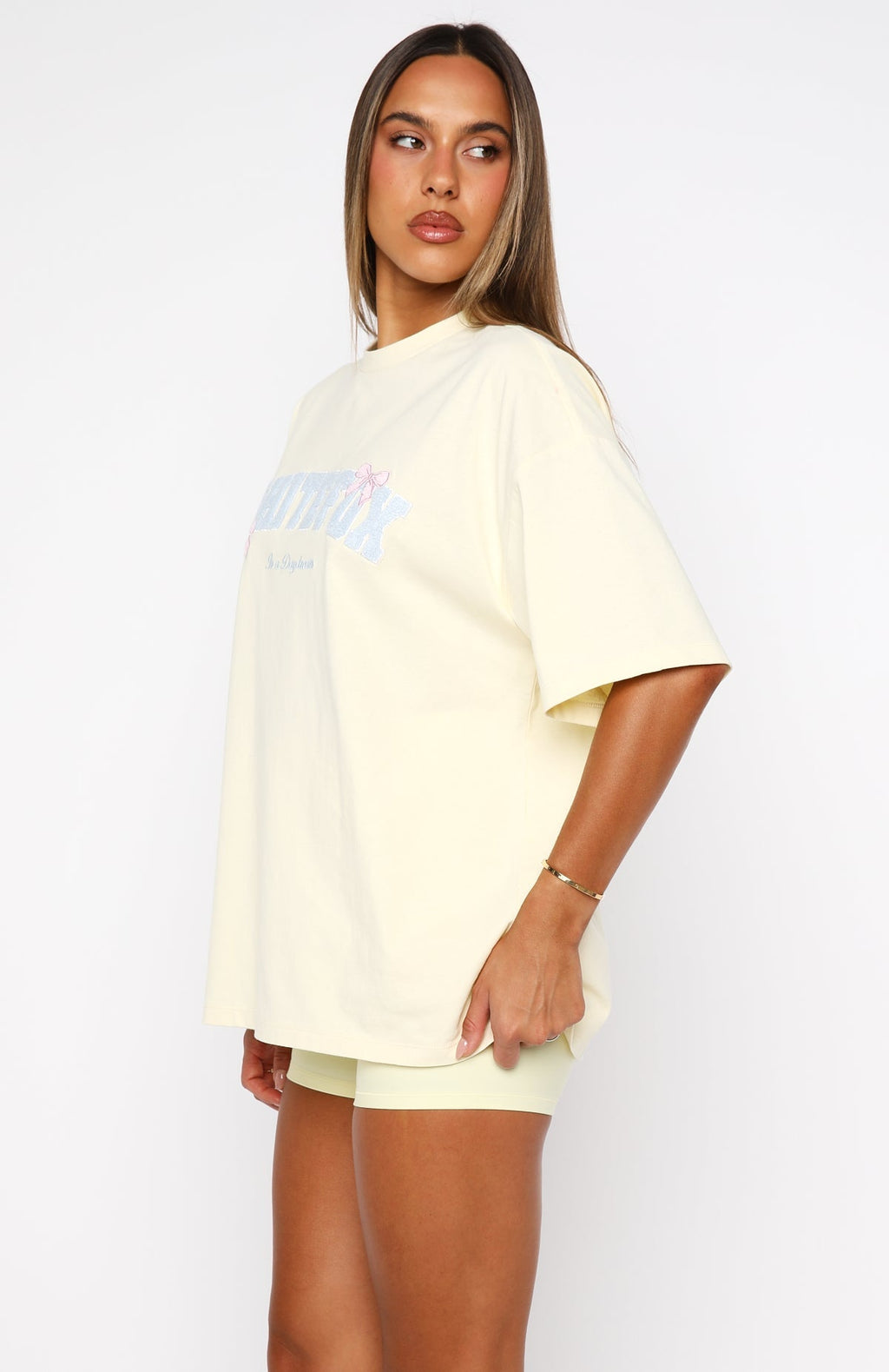 White Fox Daydreamers Madeline Oversized Tee Lemon