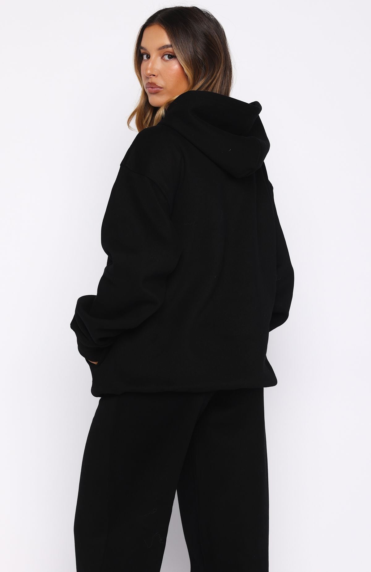 White Fox Ready To Go Oversized Hoodie Black