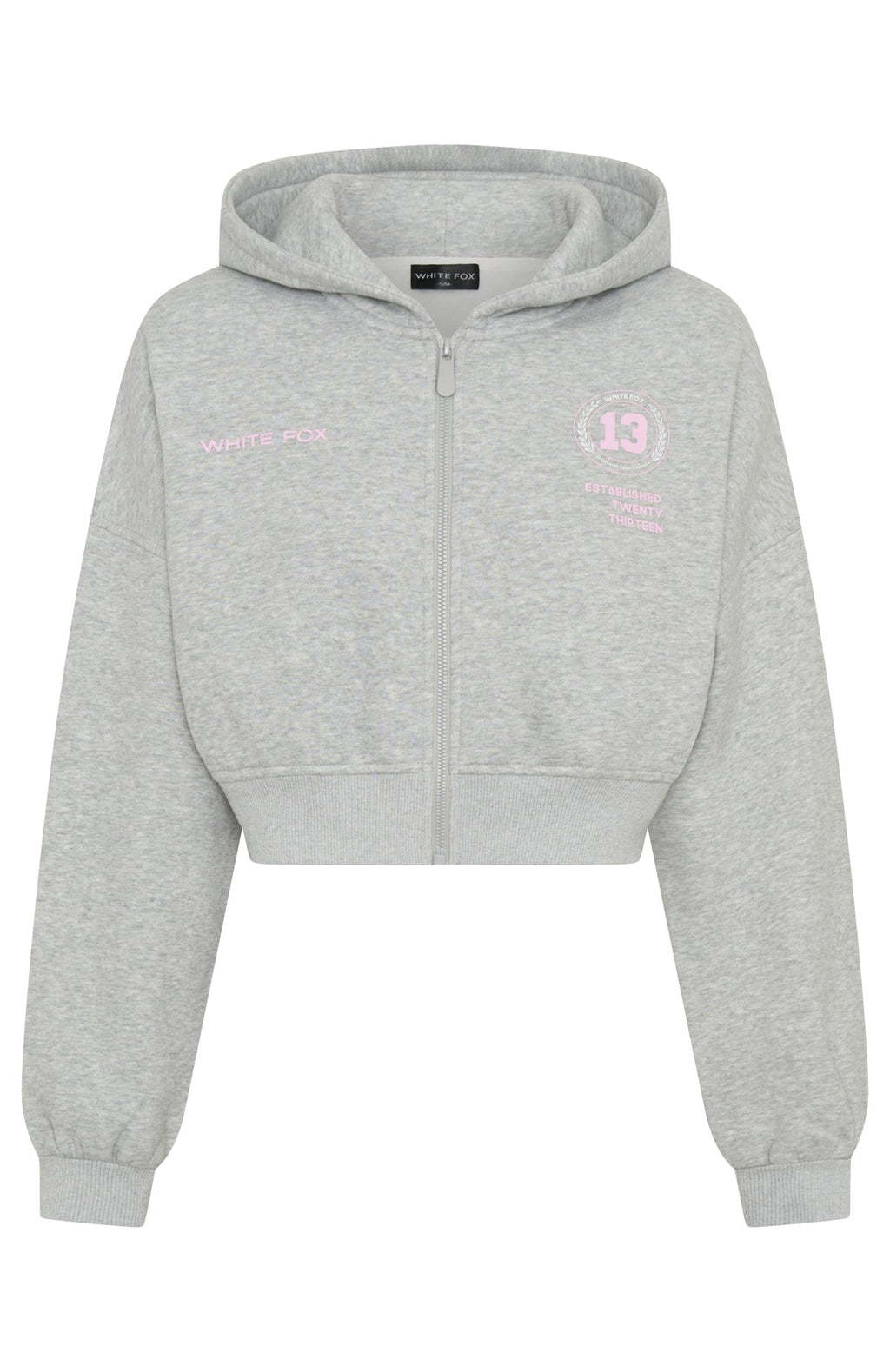 White Fox Love For The Game Cropped Zip Hoodie Dark Grey Marle