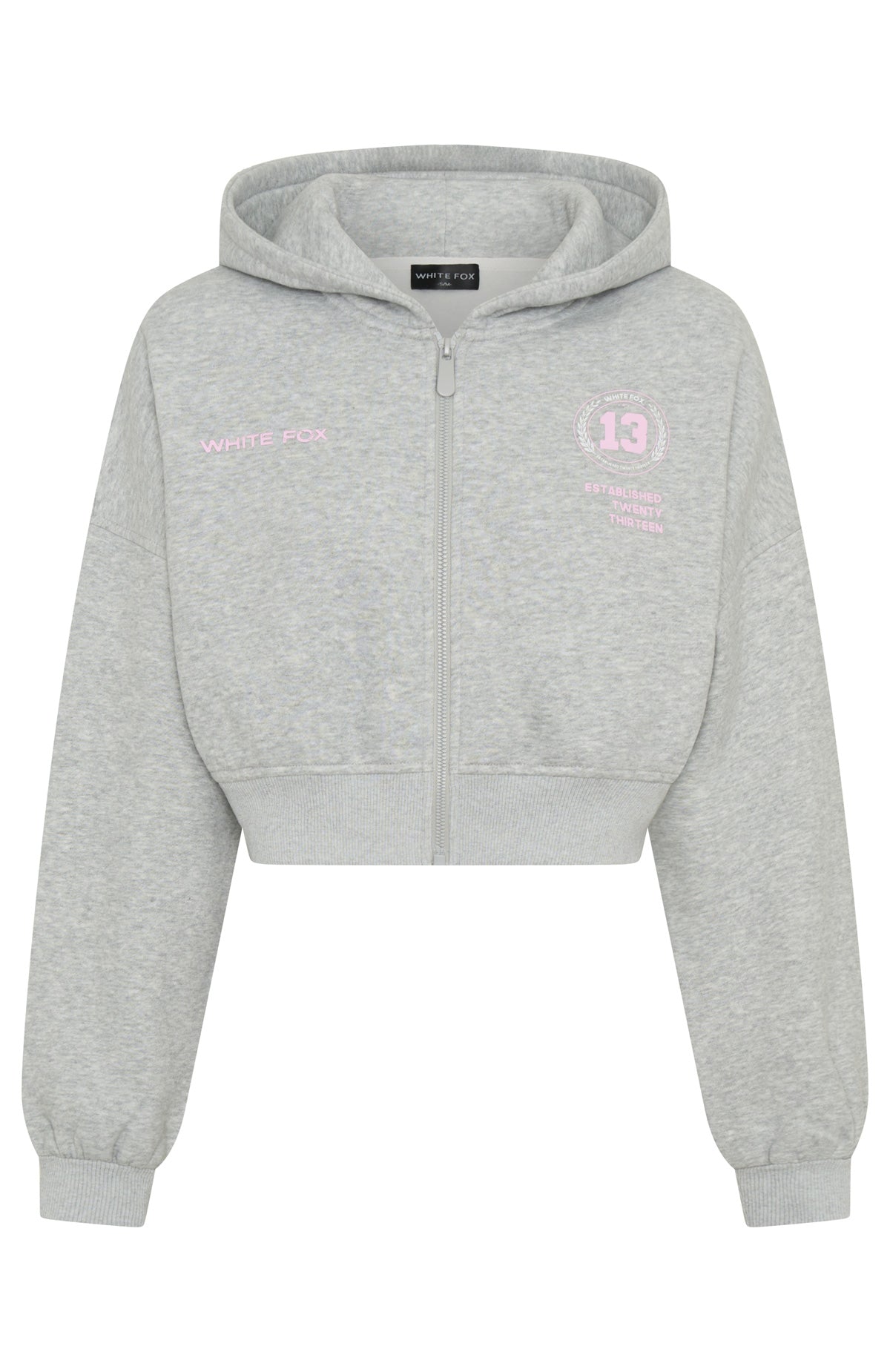 White Fox Love For The Game Cropped Zip Hoodie Dark Grey Marle