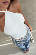 White Fox Rough Love Fringe Top Cream