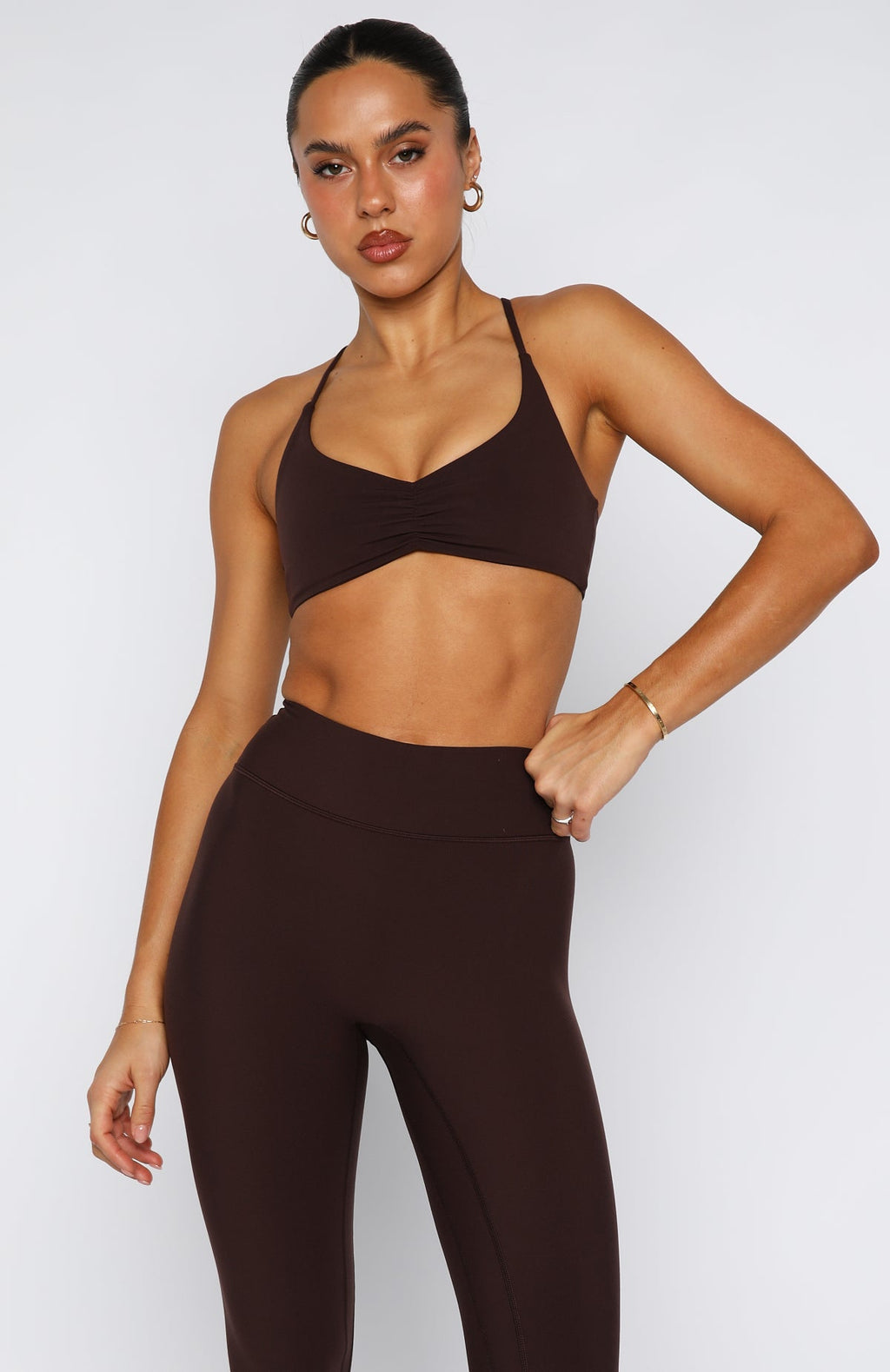 White Fox Fusion Sports Bra Dark Chocolate