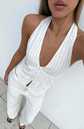 White Fox I Don't Compete Halter Top White