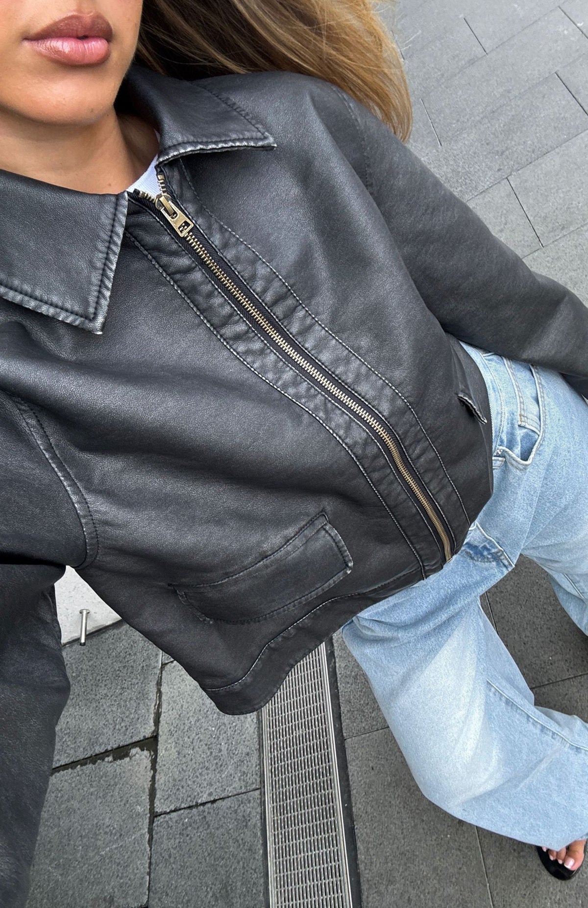 White Fox I Know Love PU Jacket Black