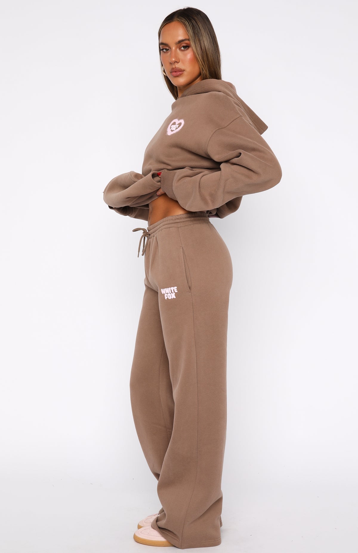 White Fox 11th Street City Girl At Heart Wide Leg Sweatpants Cinnamon Bun