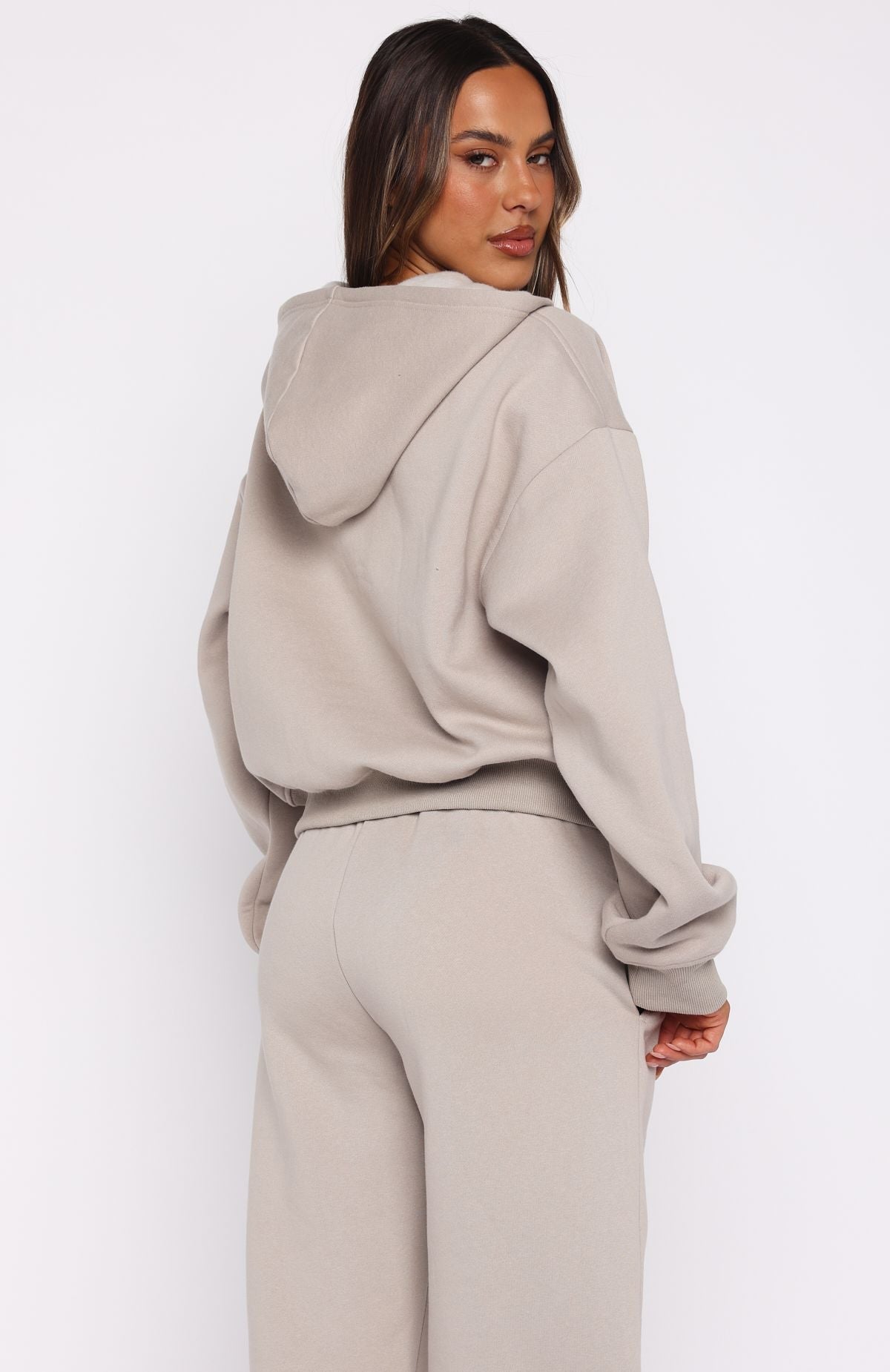 White Fox From The Archives Kenzie Boxy Zip Front Hoodie Moon
