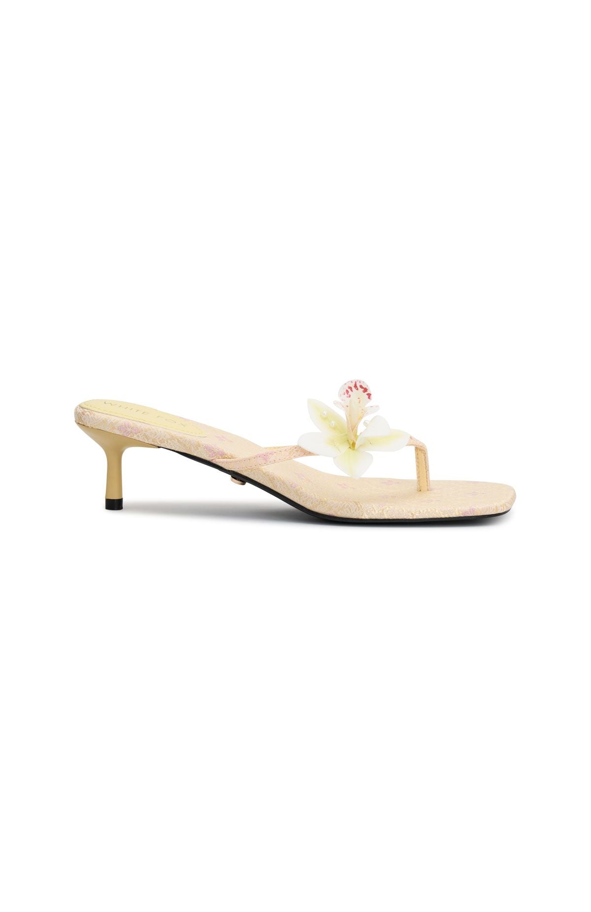 White Fox Rhea Orchid Thong Mules Lemon