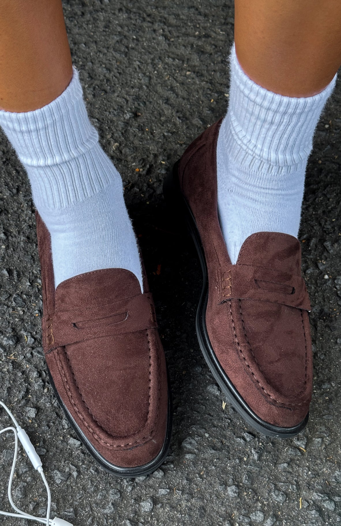 White Fox Judson Loafers Chocolate Faux Suede