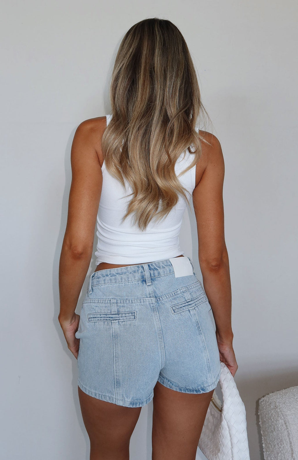White Fox Whispers Of Us Denim Shorts Glacier Blue Wash