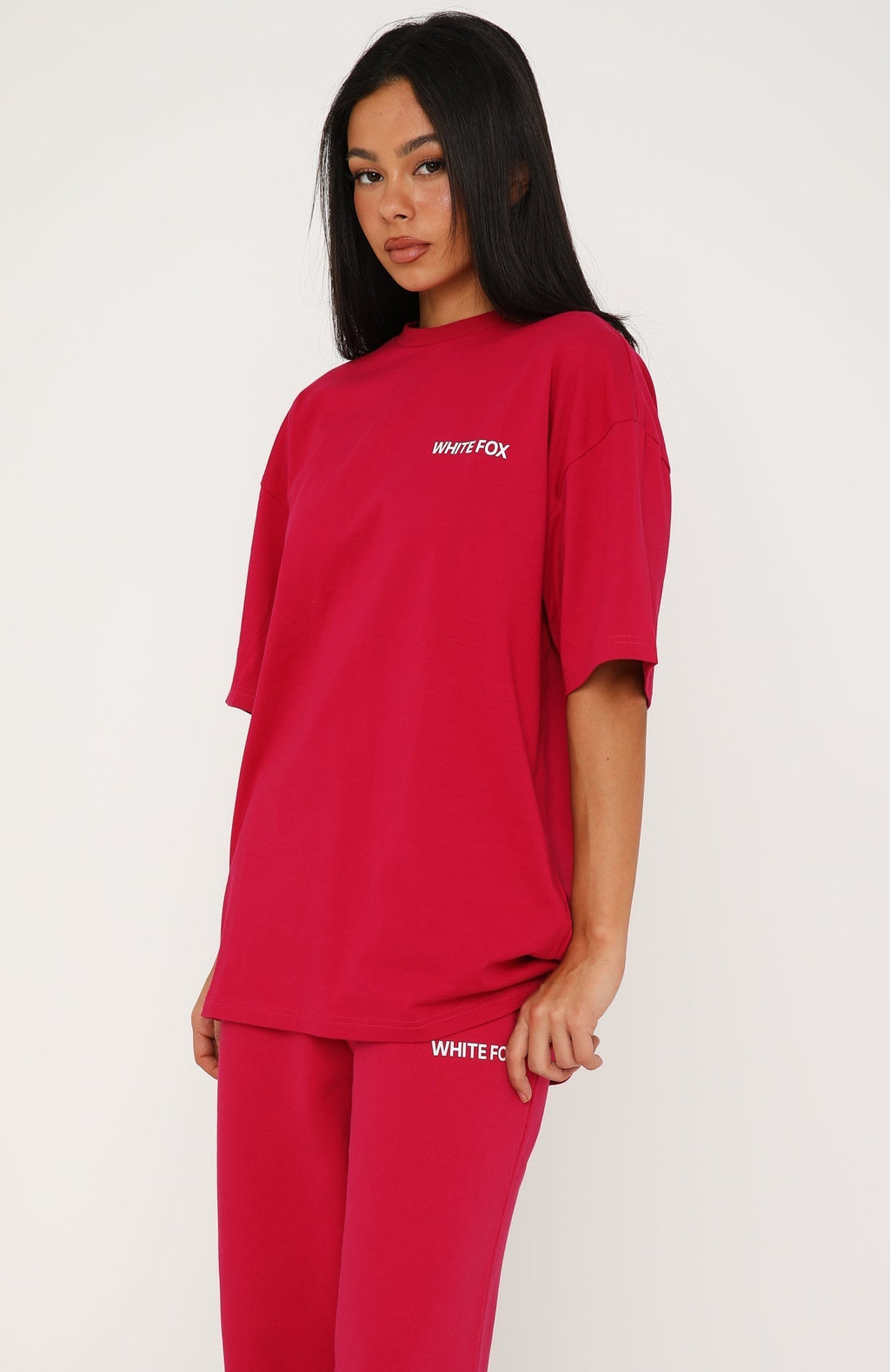 White Fox Core Classic Oversized Tee Berry