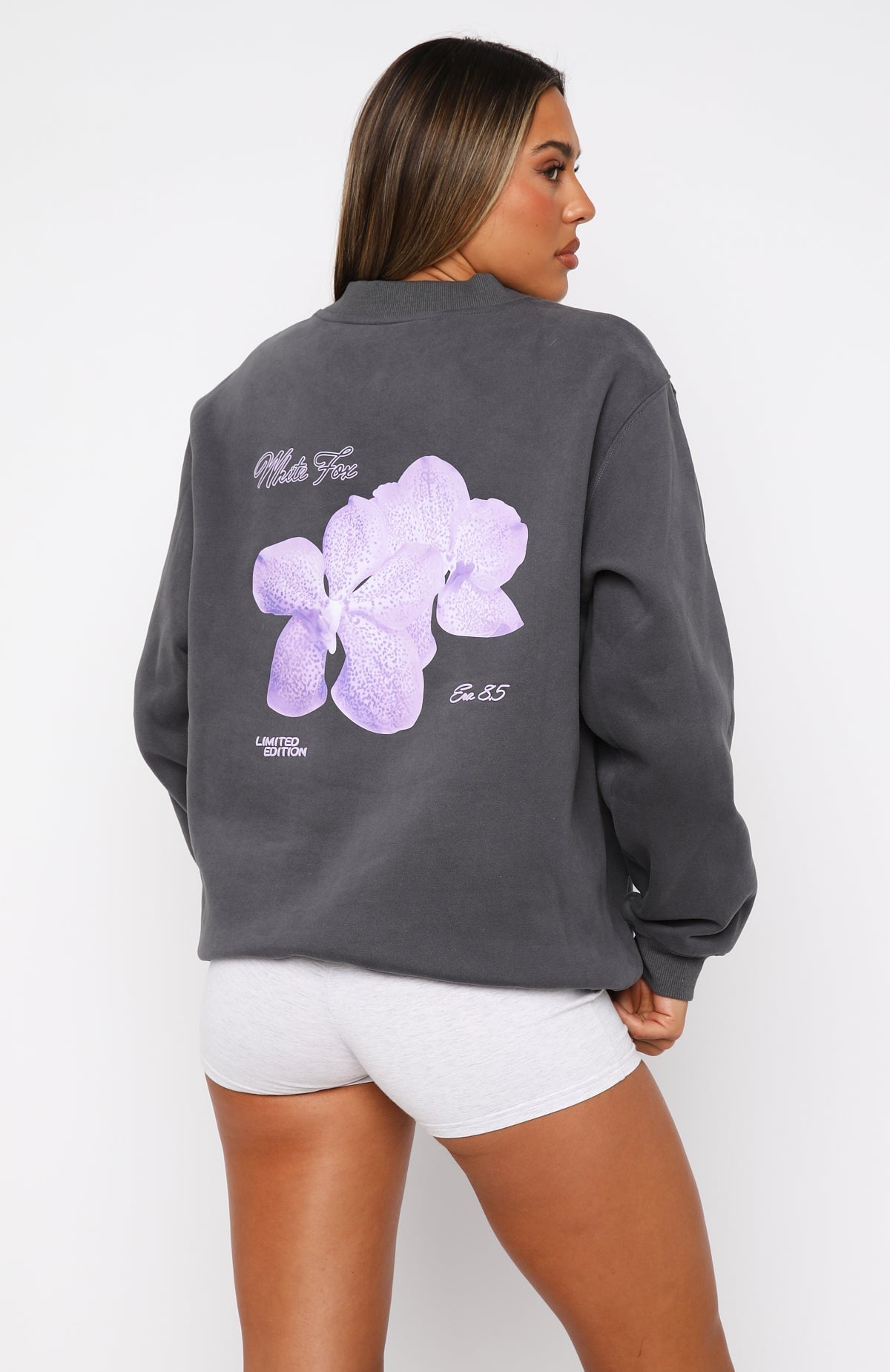 White Fox With Love Forever Oversized Sweater Volcanic