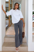 White Fox Getting You Close Pants Dark Grey Pinstripe