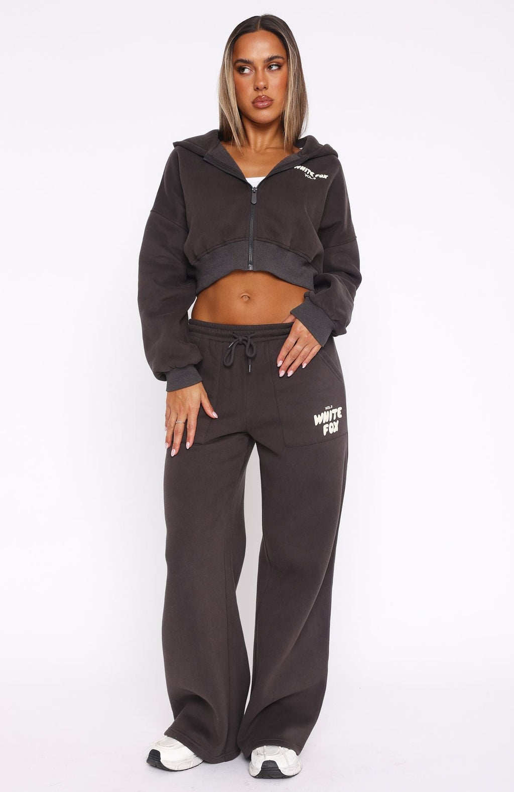 White Fox Offstage Wide Leg Sweatpants Shadow