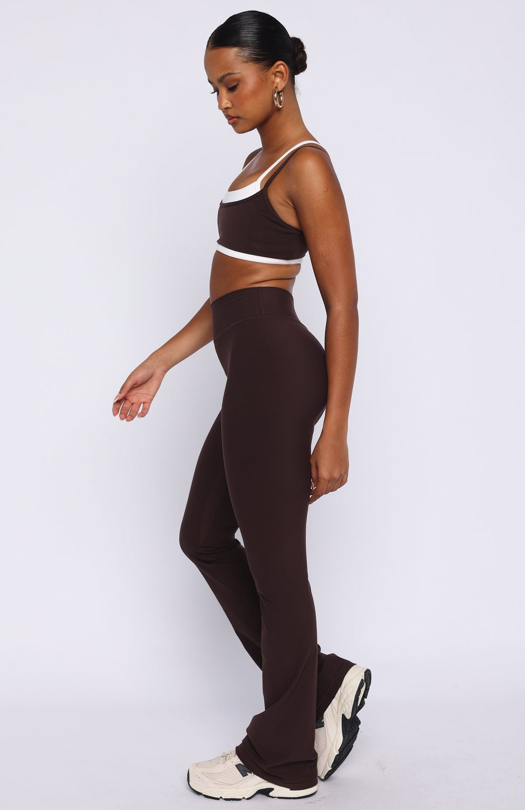 White Fox Movement Flare Leggings Dark Chocolate