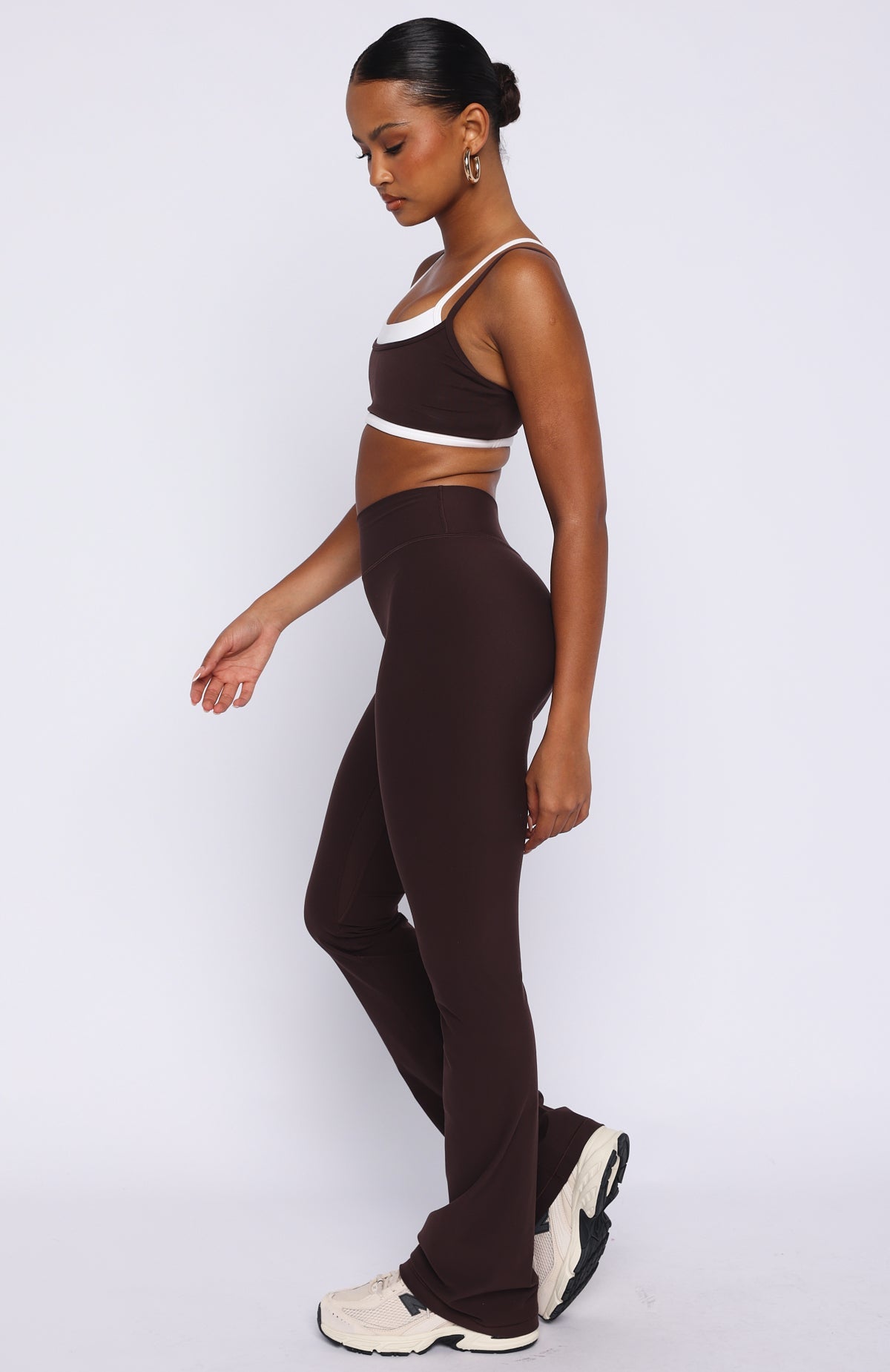 White Fox Movement Flare Leggings Dark Chocolate