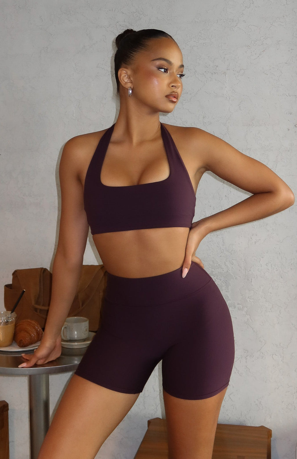 White Fox Keep Up High Waisted Shorts 4" Midnight Plum