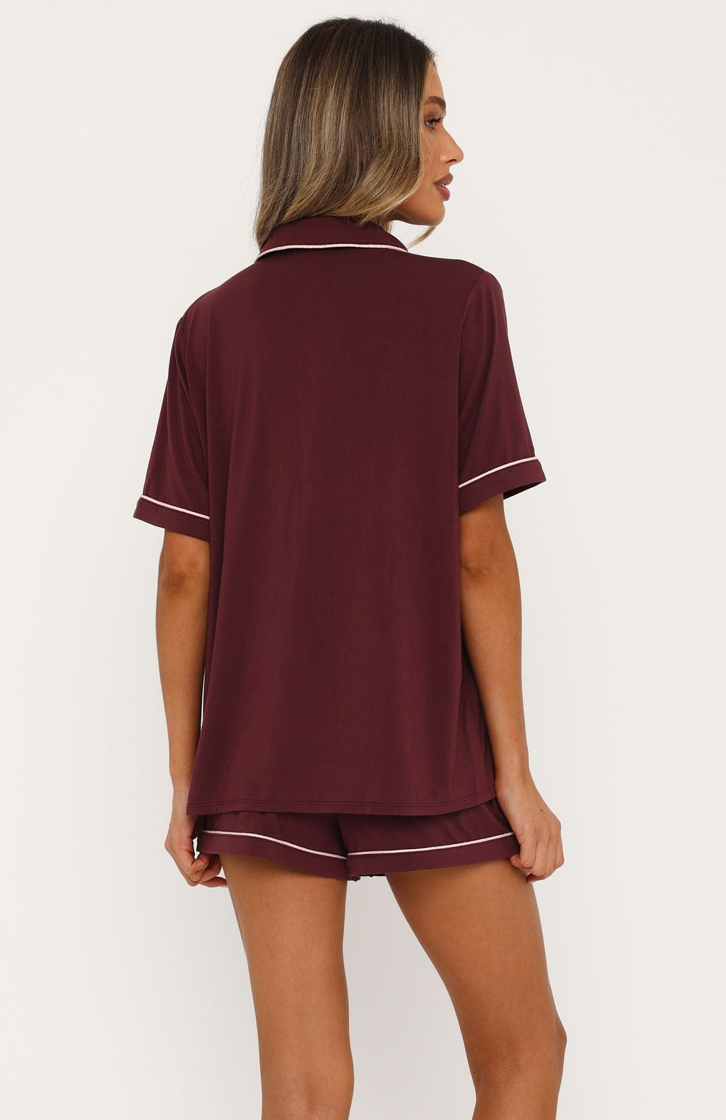 White Fox Comfort Coded Pyjama Set Plum