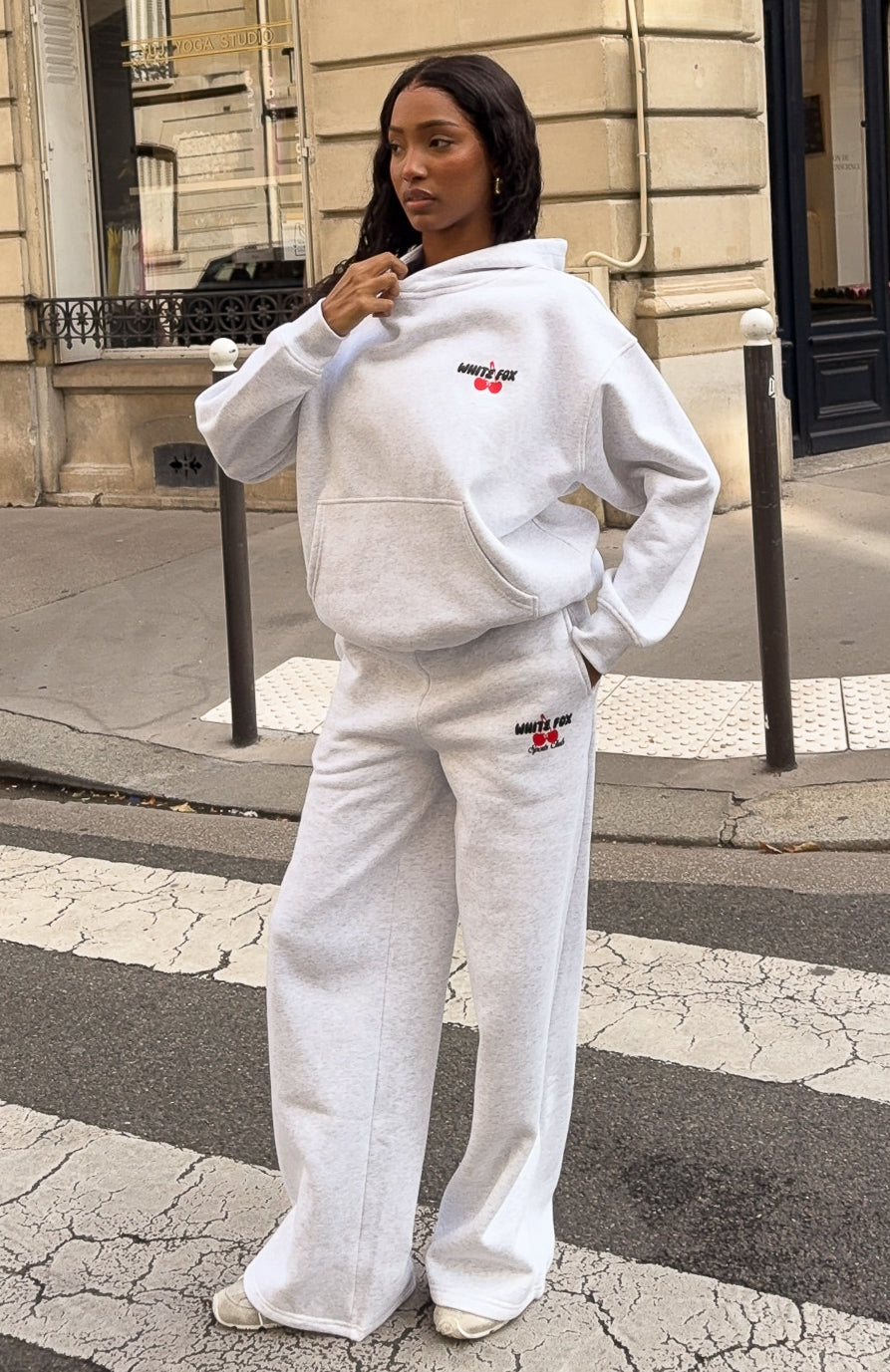 White Fox Club 14 Cassie Wide Leg Sweatpants Grey Marle