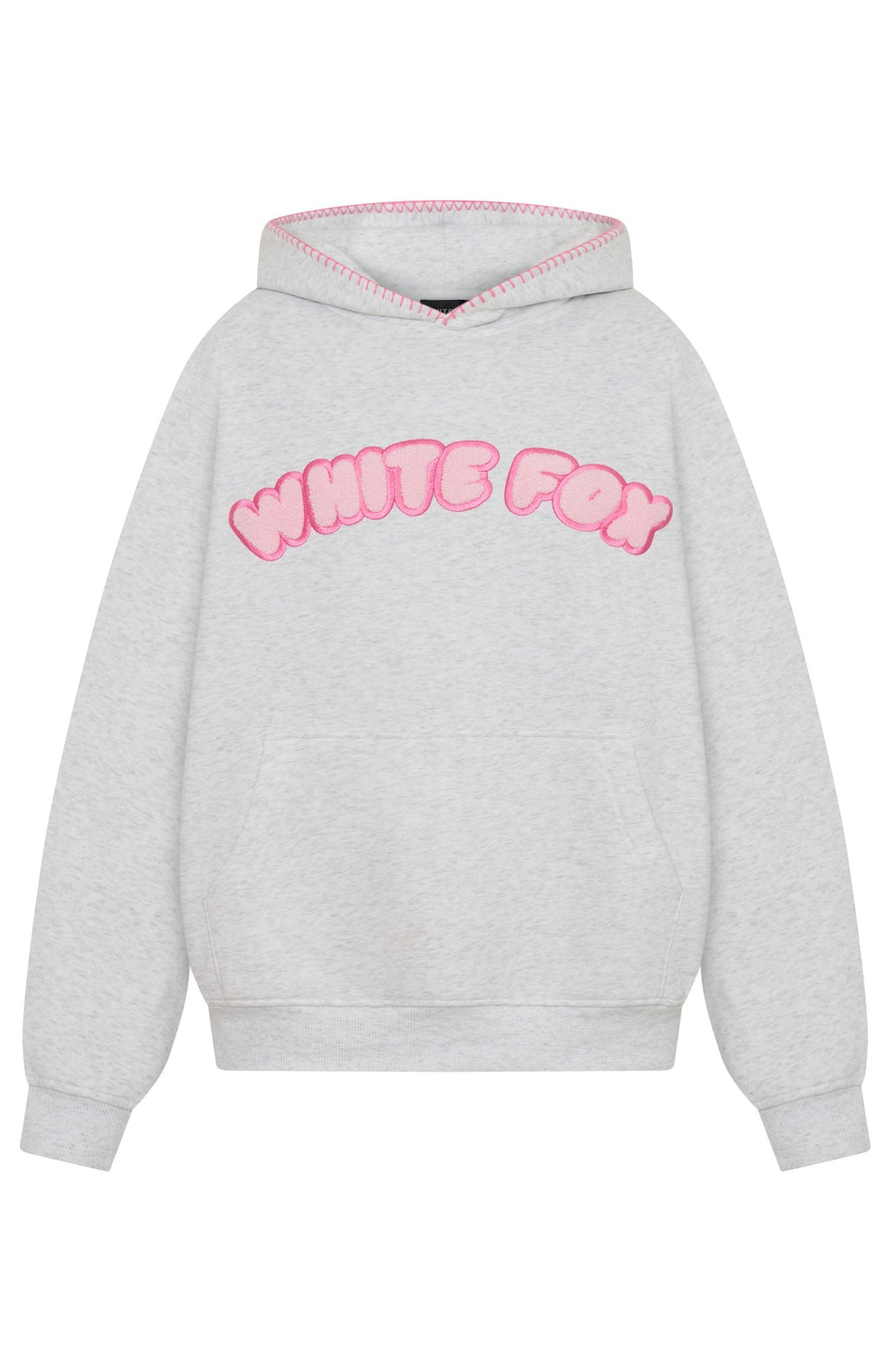 White Fox Vol. 1 Front Graphic Oversized Hoodie Grey Marle