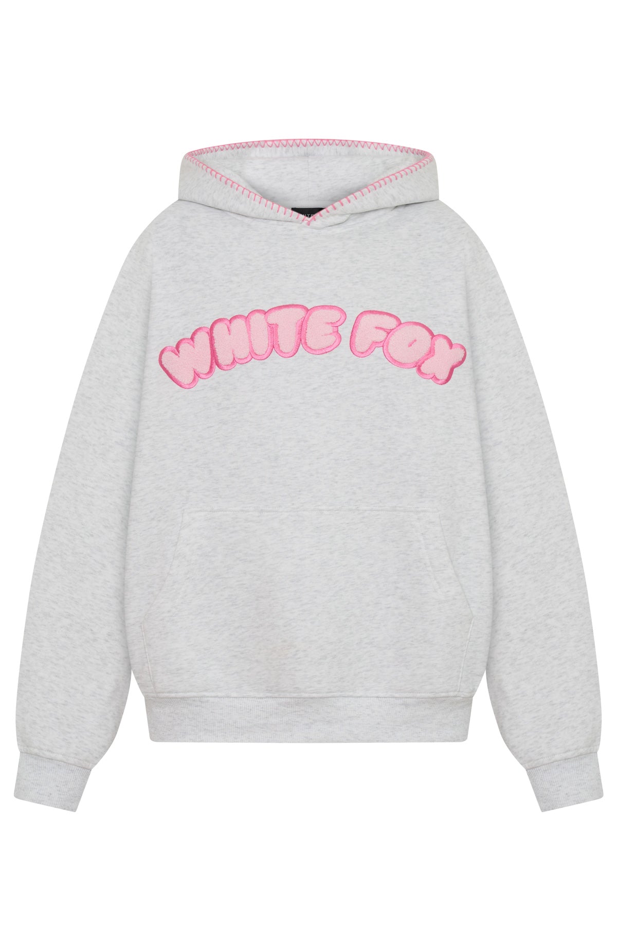 White Fox Vol. 1 Front Graphic Oversized Hoodie Grey Marle