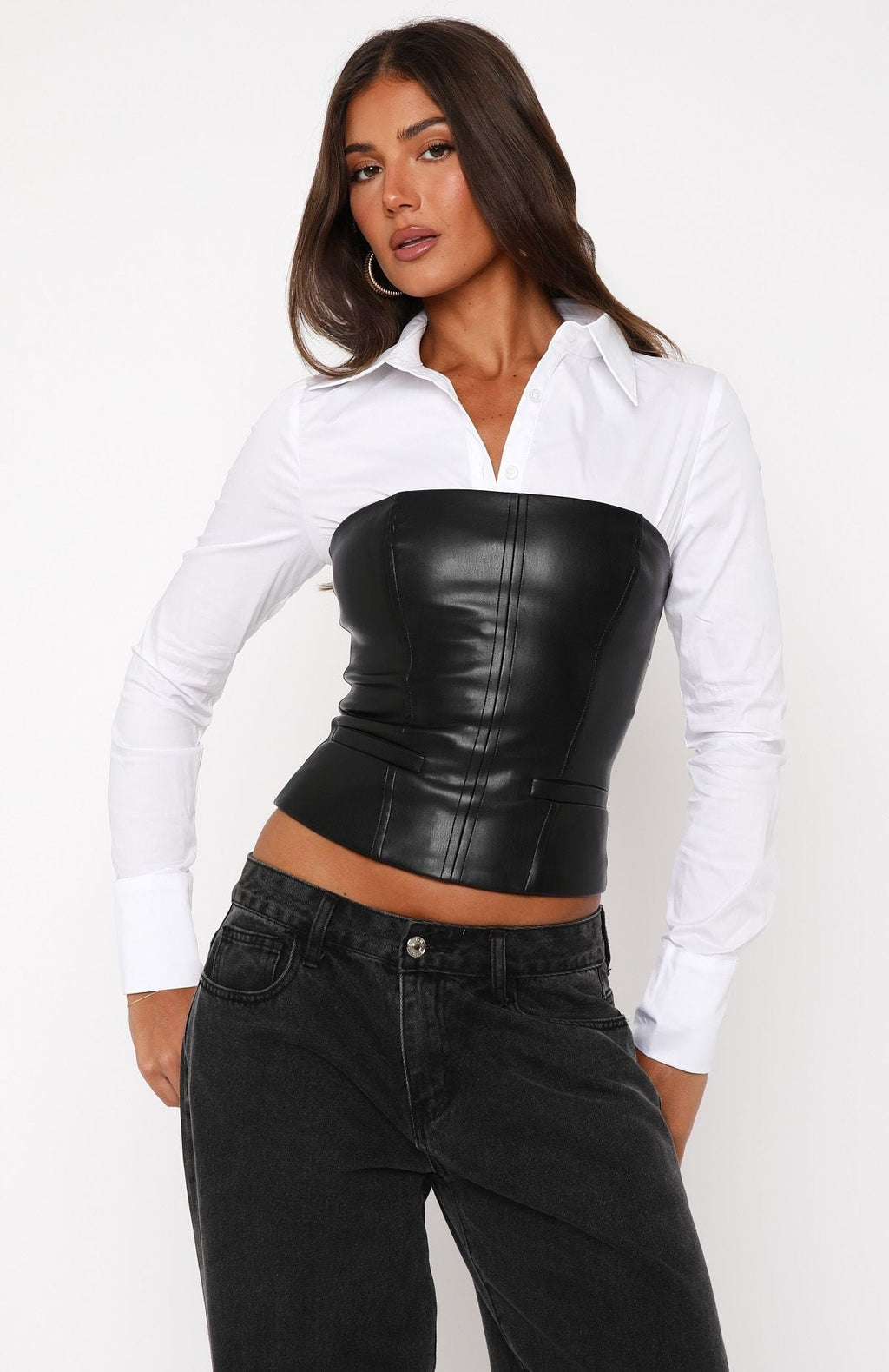 White Fox Won't Tell You Again PU Bustier Black