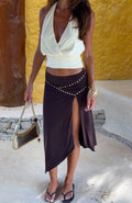 White Fox Haute Rebel Midi Skirt Chocolate