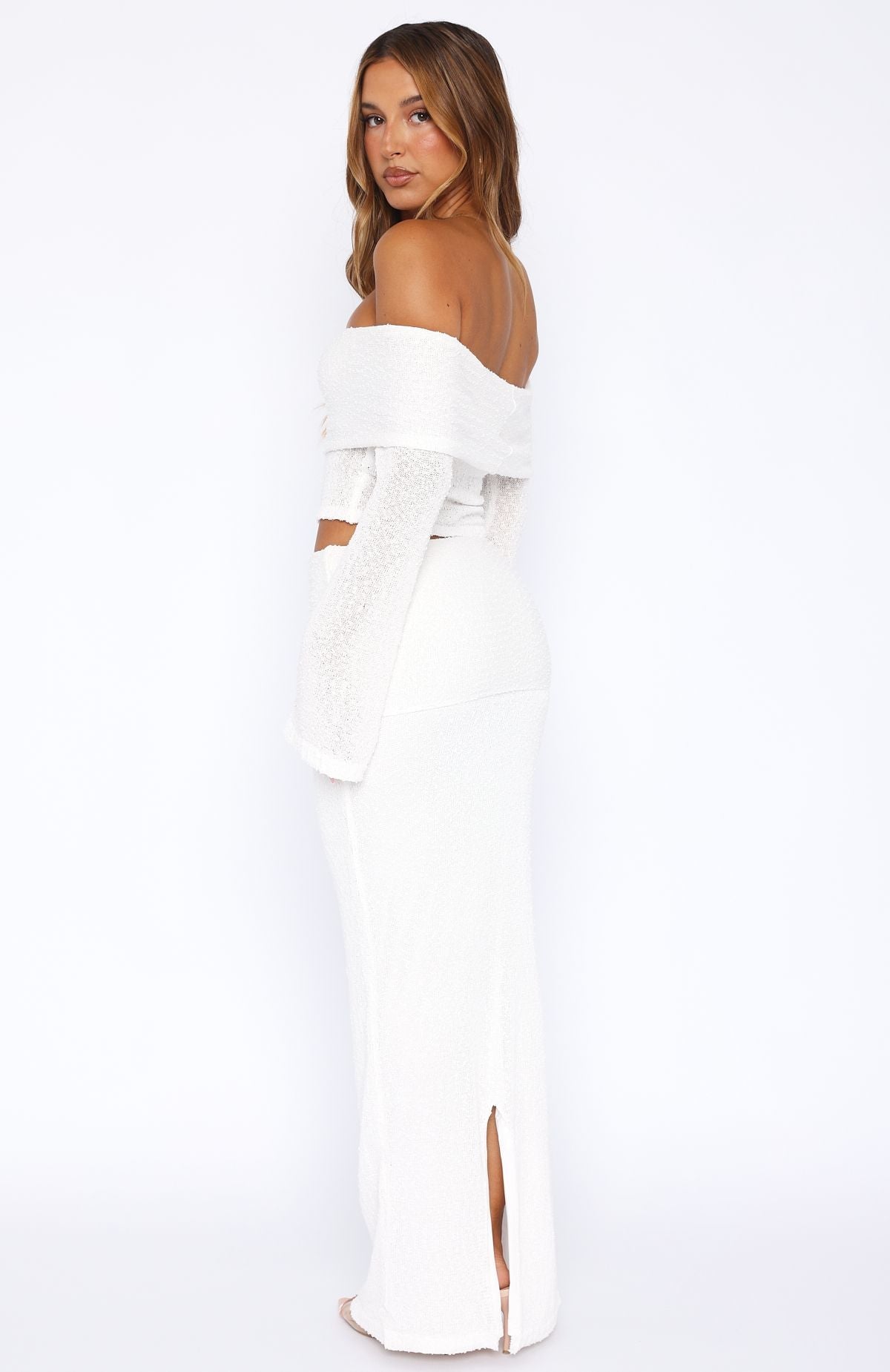 White Fox In Too Deep Knit Maxi Skirt White