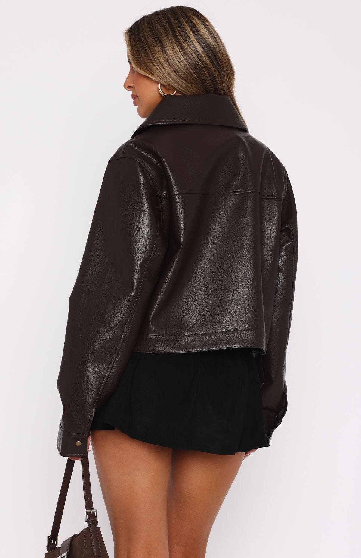 White Fox Nobody Told Me PU Jacket Chocolate